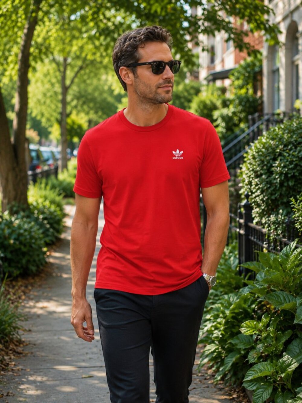 Adidas Men's Red 100% Cotton Short Sleeve T-Shirt Size Medium
